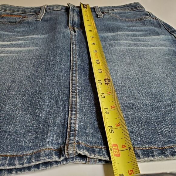 LEI Denim Zip Fly VINTAGE Mini Skirt w/ pockets 26 27 28 small - Picture 3 of 7